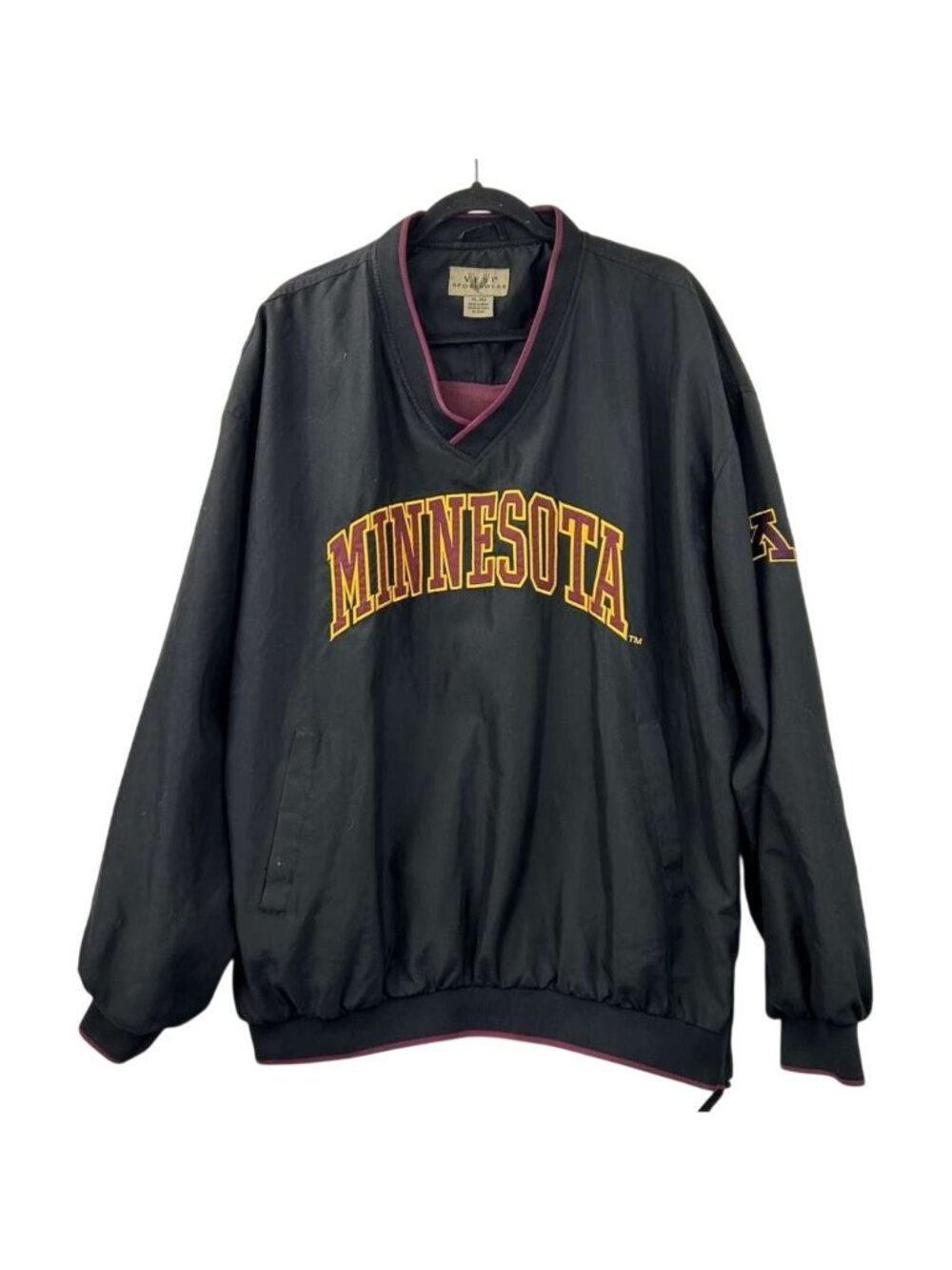 Vintage Vesi Sportswear Jacket Men's Size XL Black Embroidered Minnesota V-Neck